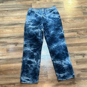 LANDEND WOMEN CHINO JEANS MID RISE BLUE TIE DYE SZ 8